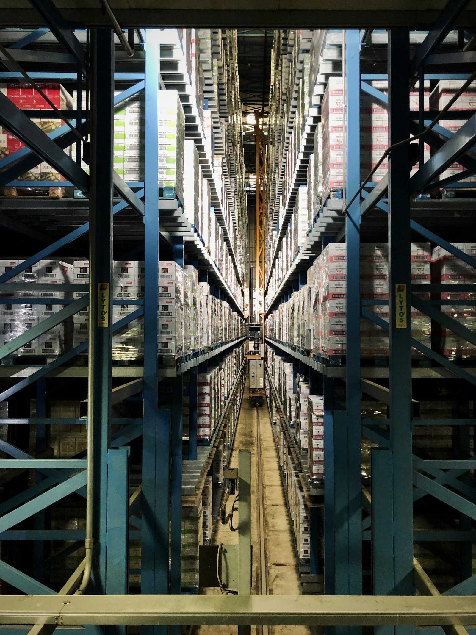 Goods stored on racking inside a logistics warehouse